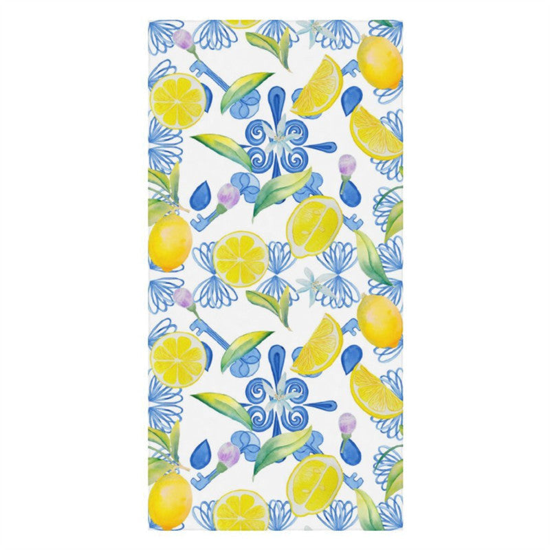 Mediterranean Lemon Vintage Name Beach Towel For Gift